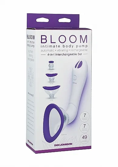 Pompka dla kobiet 4w1 - Sutki, Pochwa, Anus - 0617-05-BX - Bloom - Intimate Body Pump - Purple/White