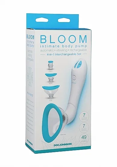 Pompka dla kobiet 4w1 - Sutki, Pochwa, Anus -  0617-06-BX - Bloom - Intimate Body Pump - Sky Blue/White