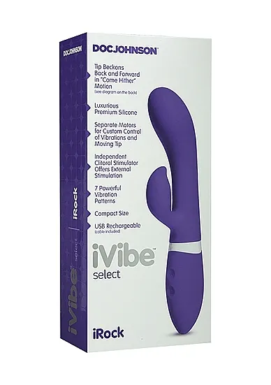 Wibrator Ekskluzywny Silikonowy Króliczek -iVibe Select - iRock - Fioletowy 6027-08-BX