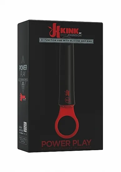 WIBRATOR SILIKONOWY Z RĄCZKĄ CZERWONO-CZARNY 2402-60-BX - Power Play with Silicone Grip Ring - Black