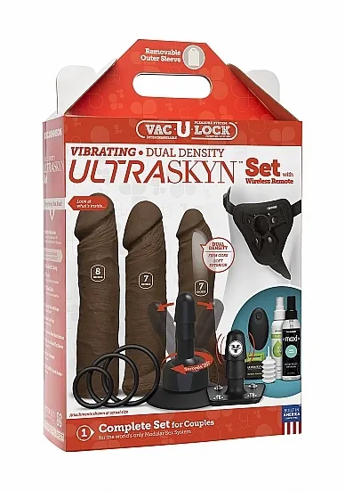 ZESTAW AKCESORIÓW DO ZABAW EROTYCZNYCH 1053-07-BX - Vibrating Dual Density ULTRASKYN - Chocolate