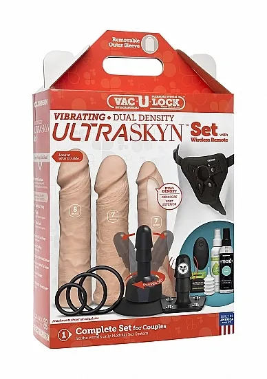 ZESTAW AKCESORIÓW DO ZABAW EROTYCZNYCH 1053-05-BX - Vibrating Dual Density ULTRASKYN Set - Vanilla