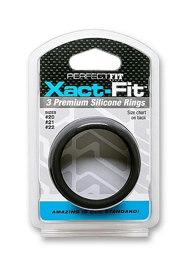 Zestaw 3 silikonowych pierścieni na penisa Xact-Fit L-XL (Zestaw bardzo duży) - CR-93B