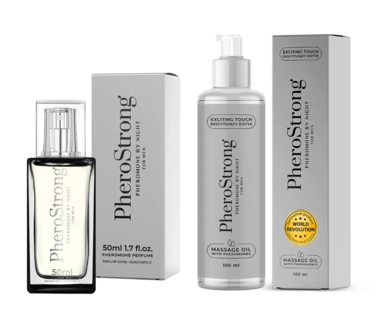 PheroStrong By Night for Men Perfumy 50 ml + Olejek do ciała 100 ml ZESTAW