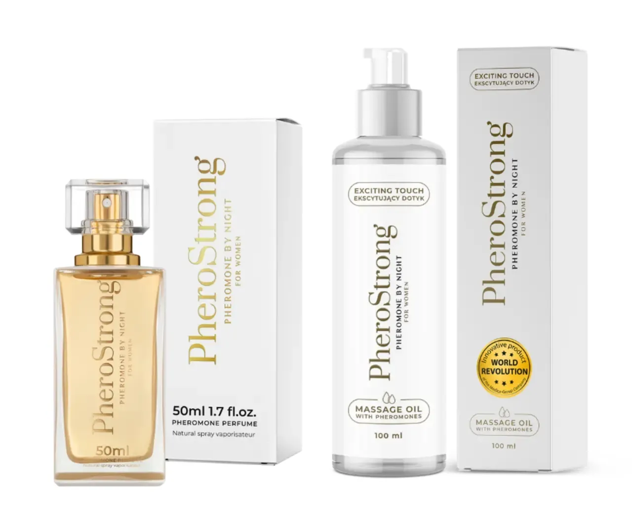 PheroStrong By Night for Women Perfumy 50 ml + Olejek do ciała 100 ml ZESTAW