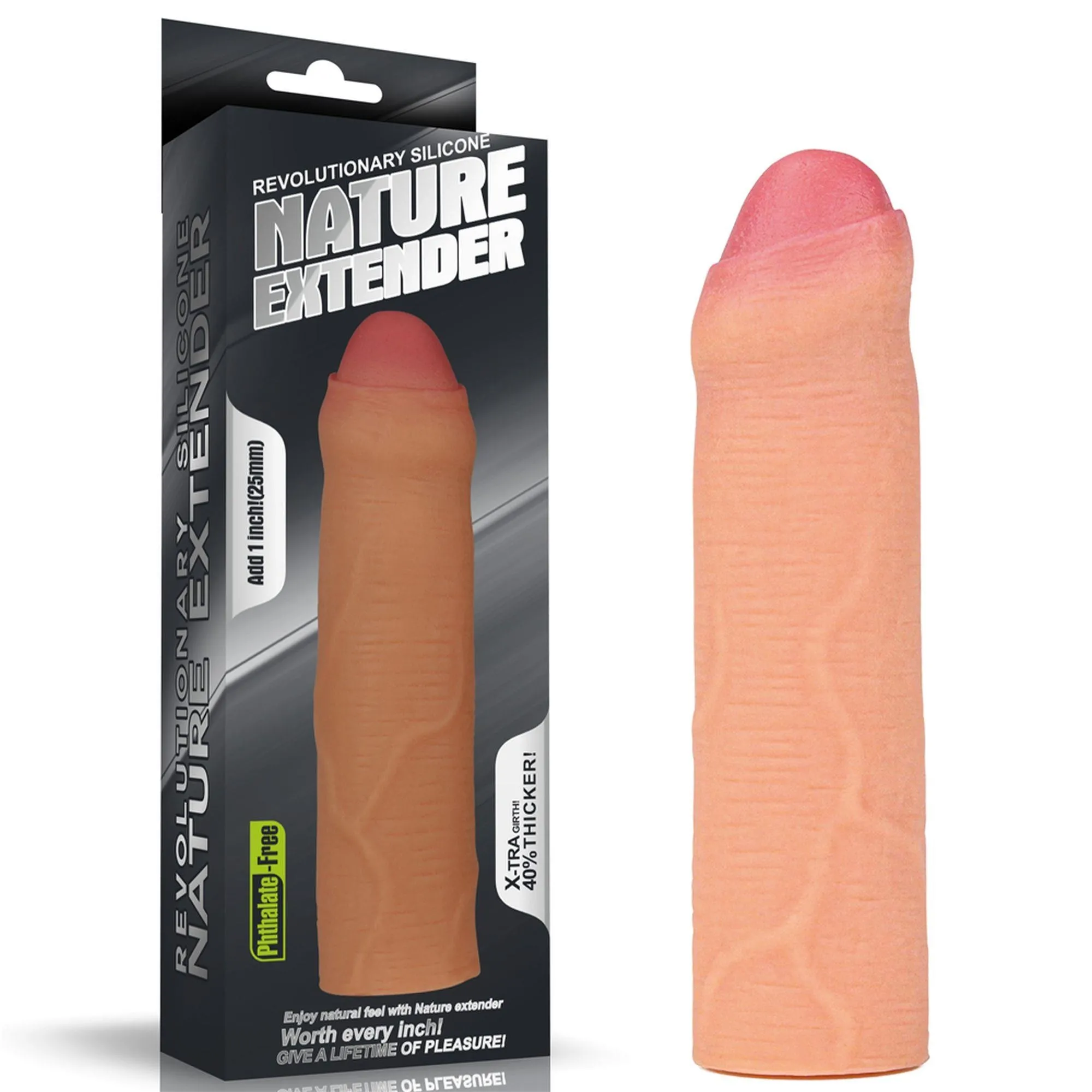 Add 1"" Revolutionary Silicone Nature Extender Uncircumcised
