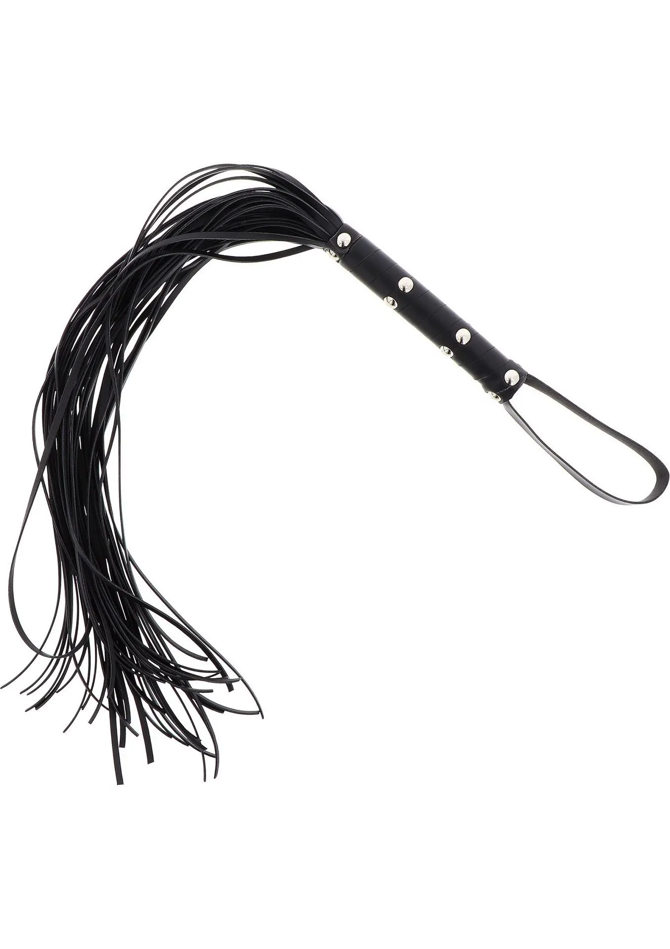 Long Studded Flogger Whip Black