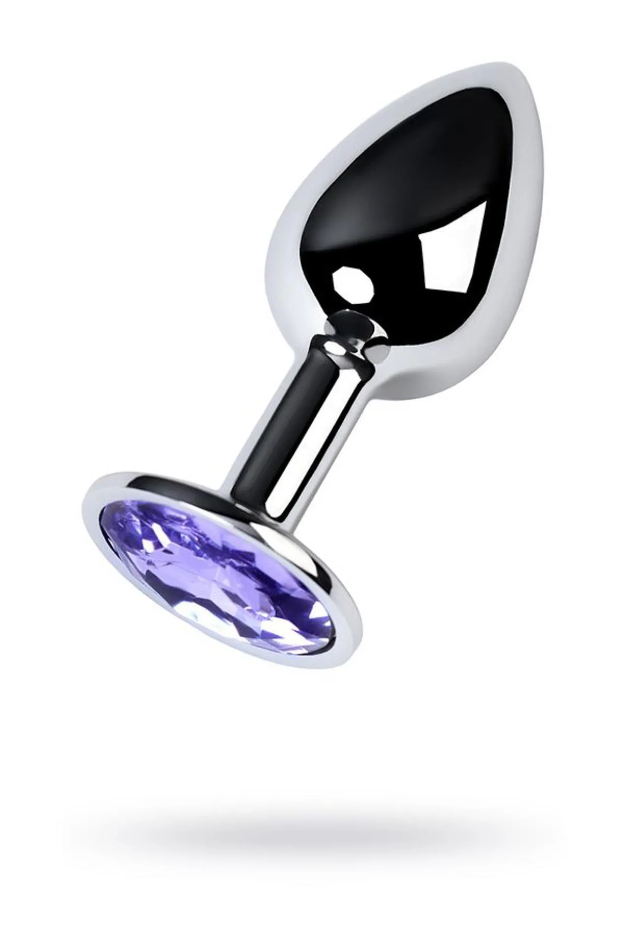 Silver anal plug with gem, blue