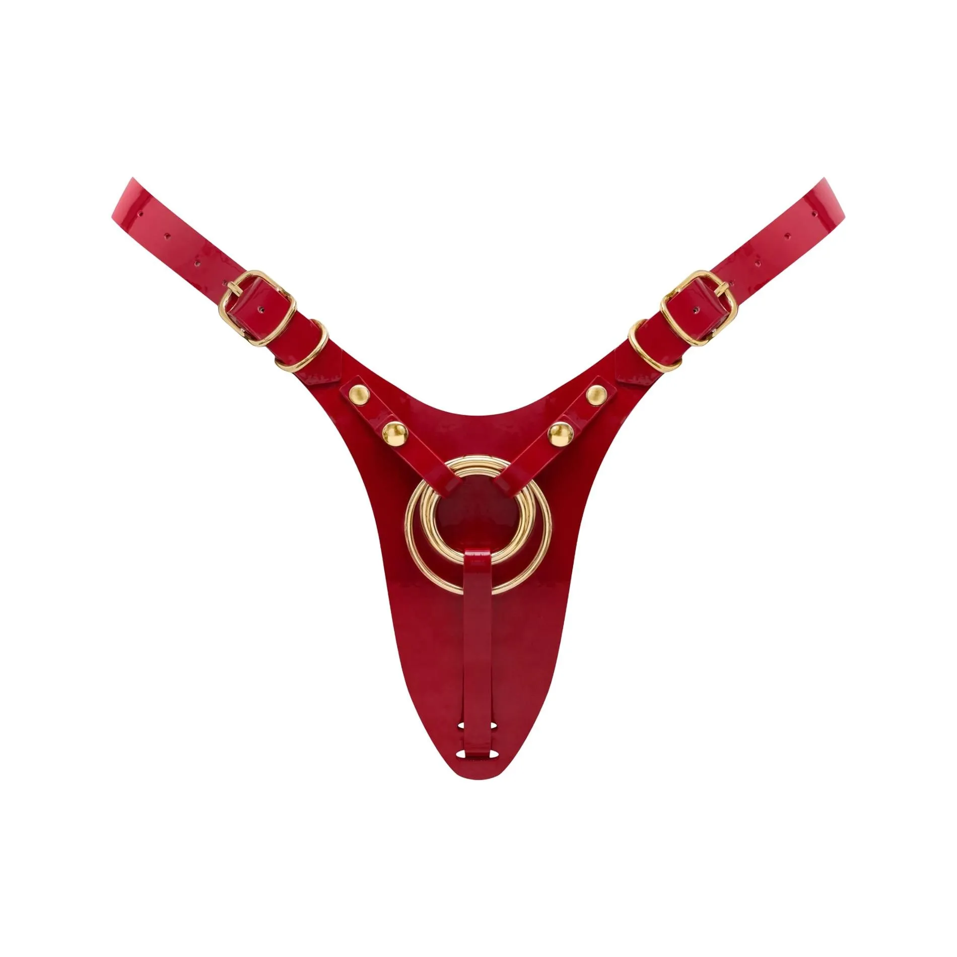 LEATHERETTE HARNESS FABULOUS - ONE SIZE - RED GLOSSY