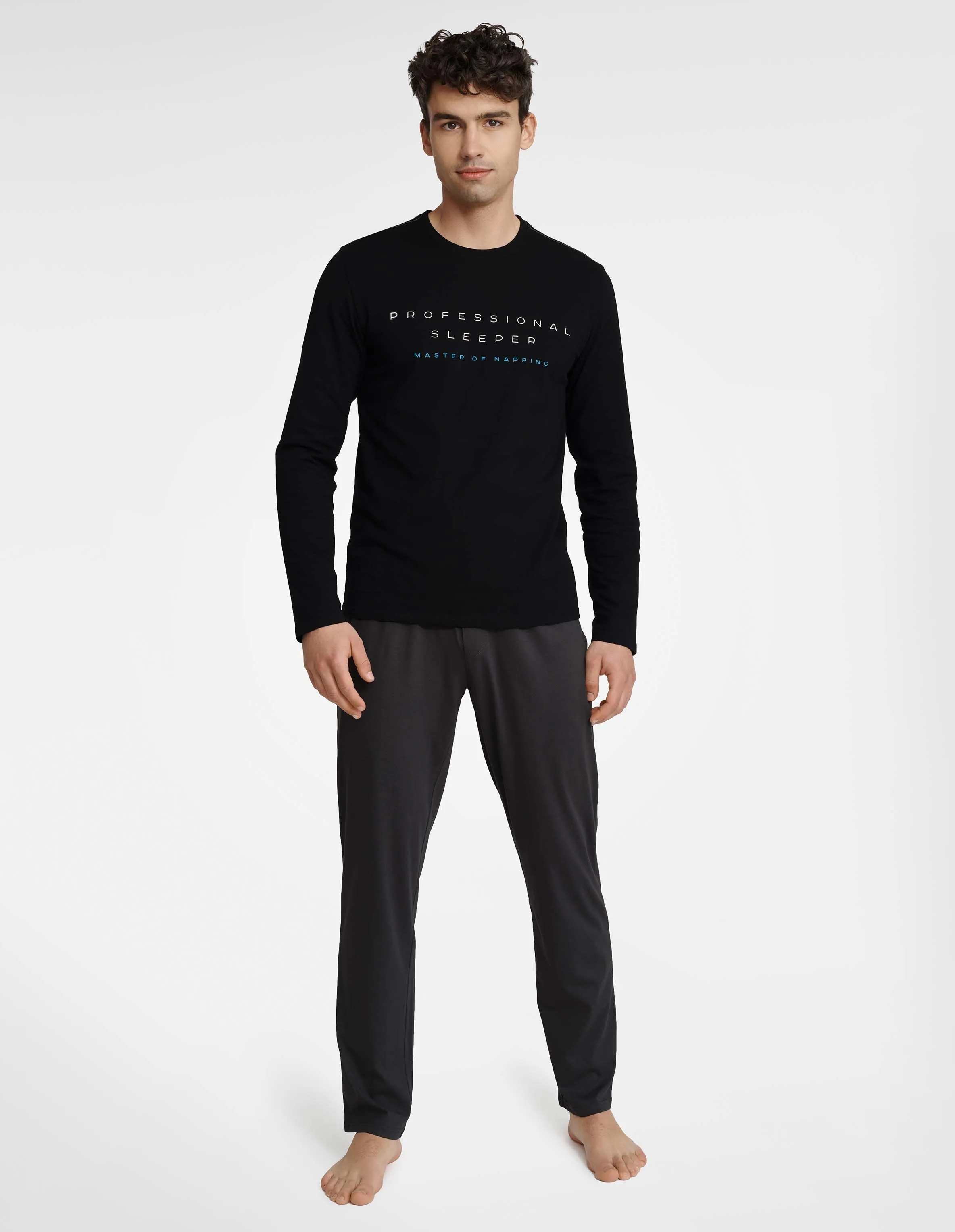 Piżama Insure 40963-99X Czarno-Ciemno Szara