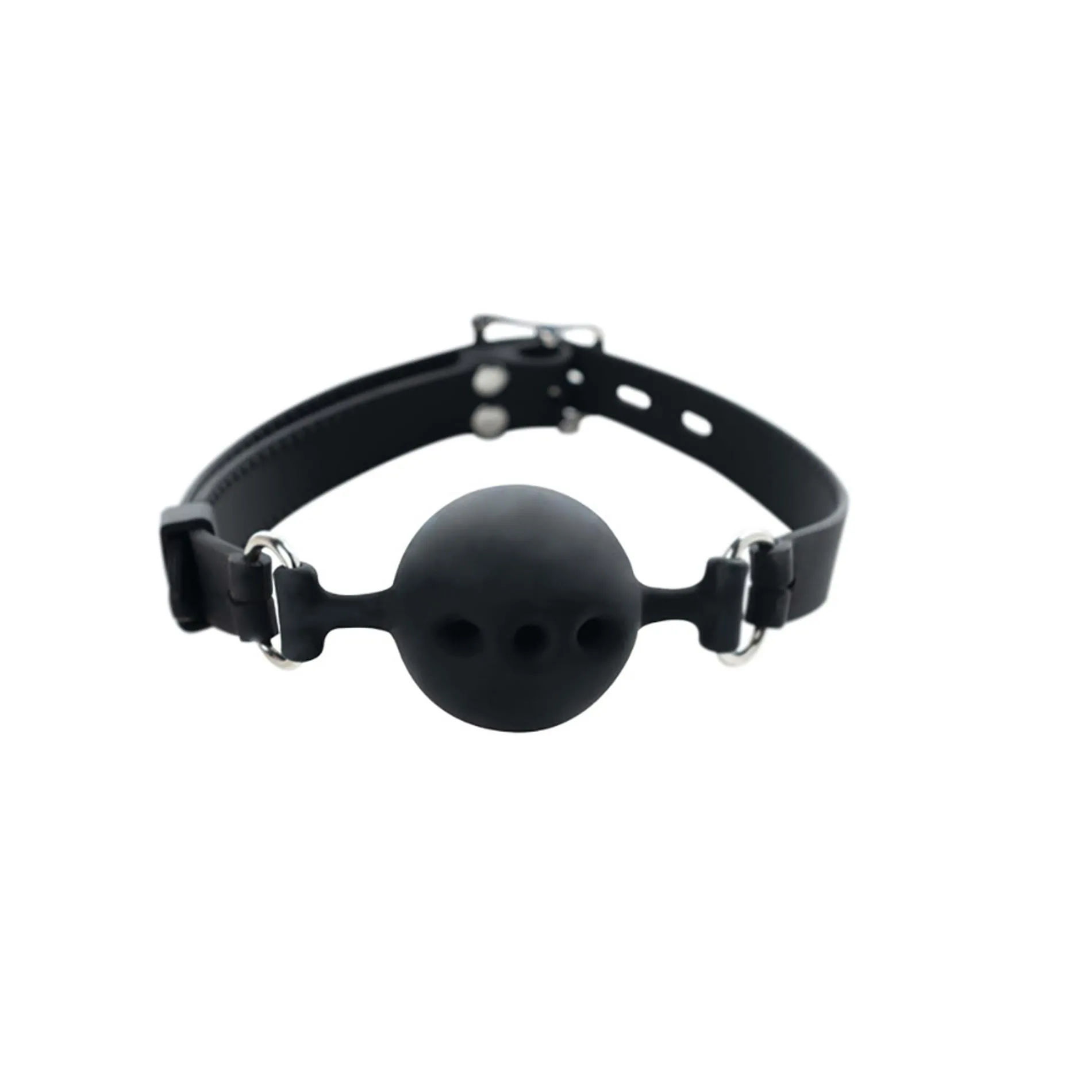 Breathable silicone ball gag with adjustable straps.