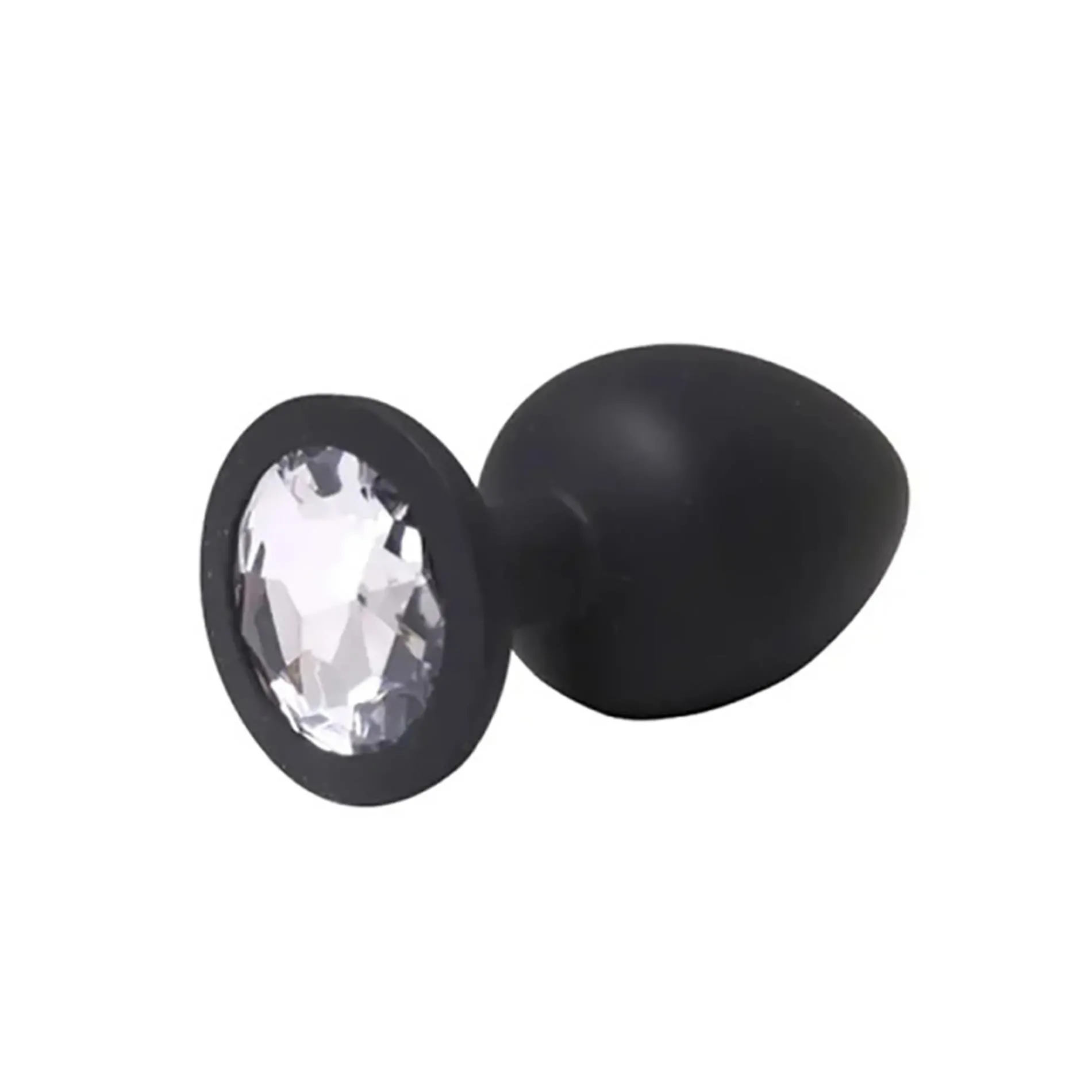 Black large butt plug with white crystal