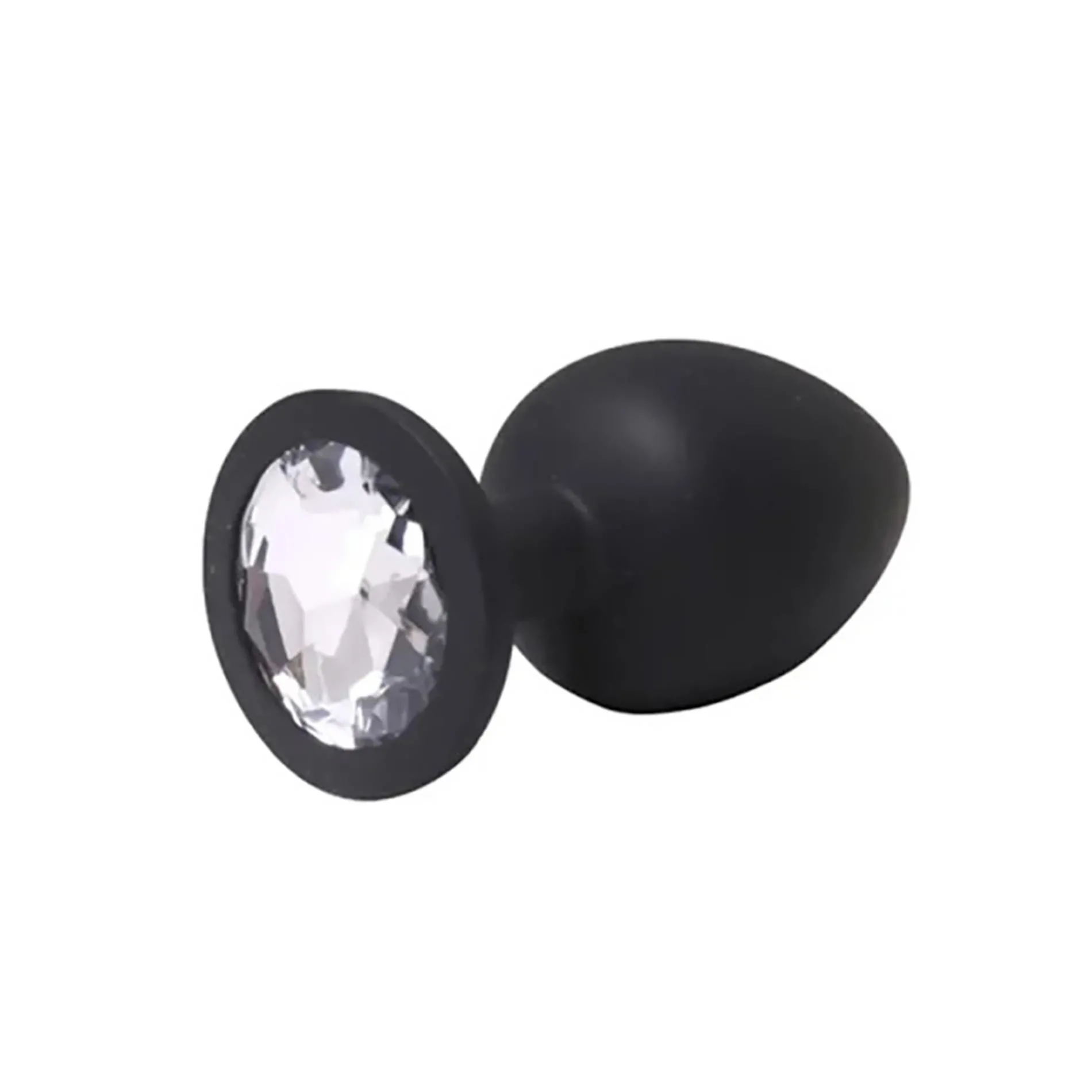 Black medium butt plug with white crystal