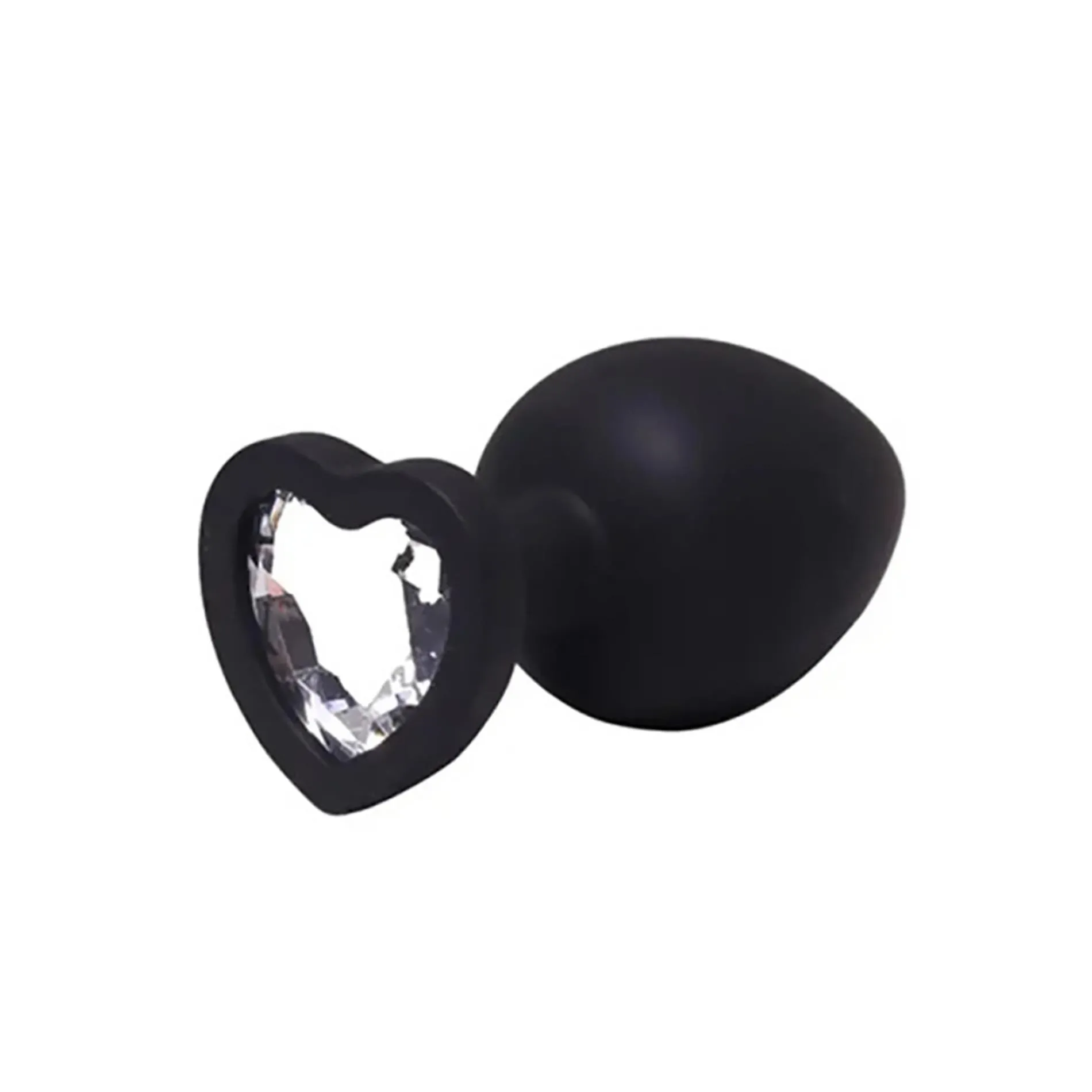 Black small heart-shaped butt plug with white crystal