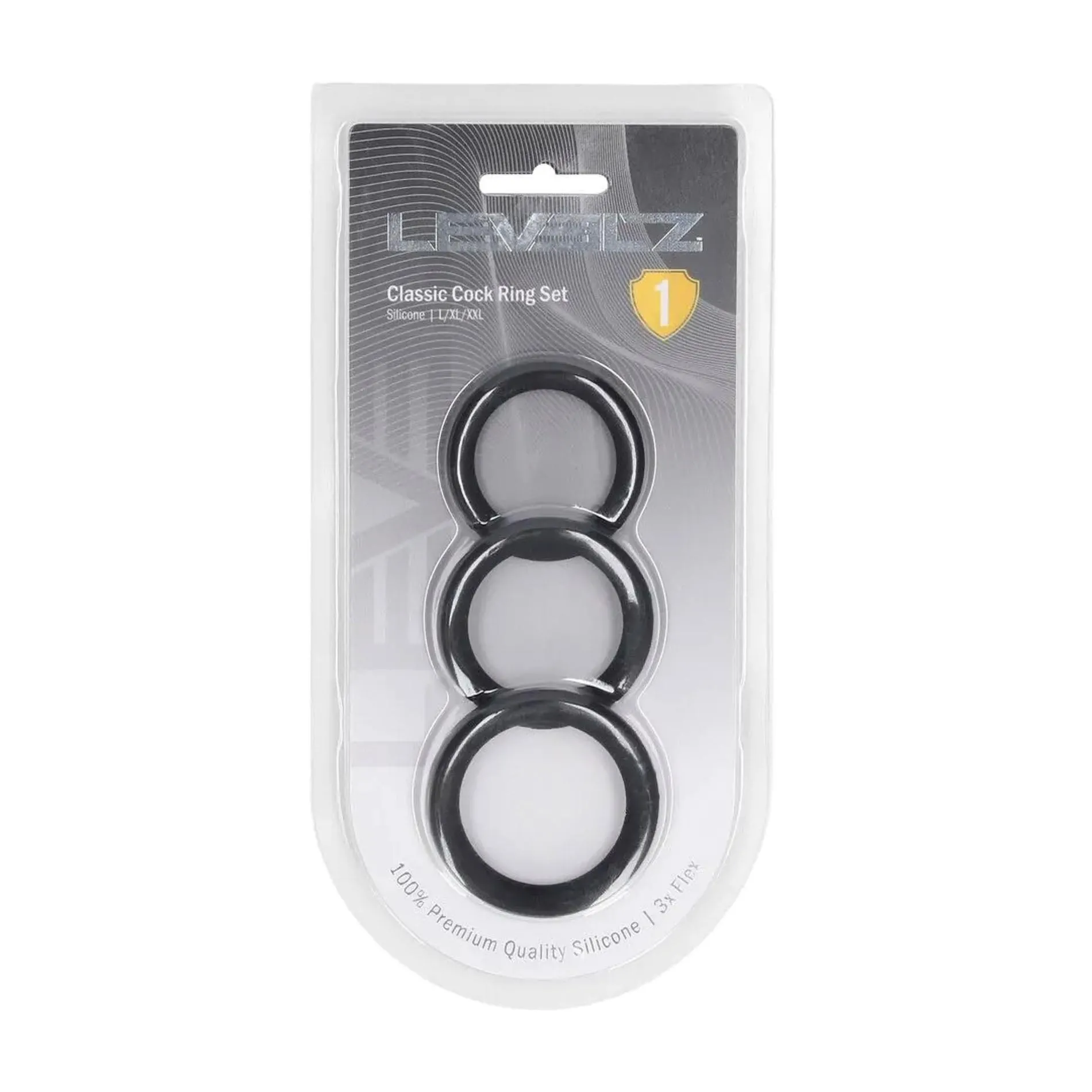 Classic Silicone Cockring Set of 3 - L/XL/XXL - Black