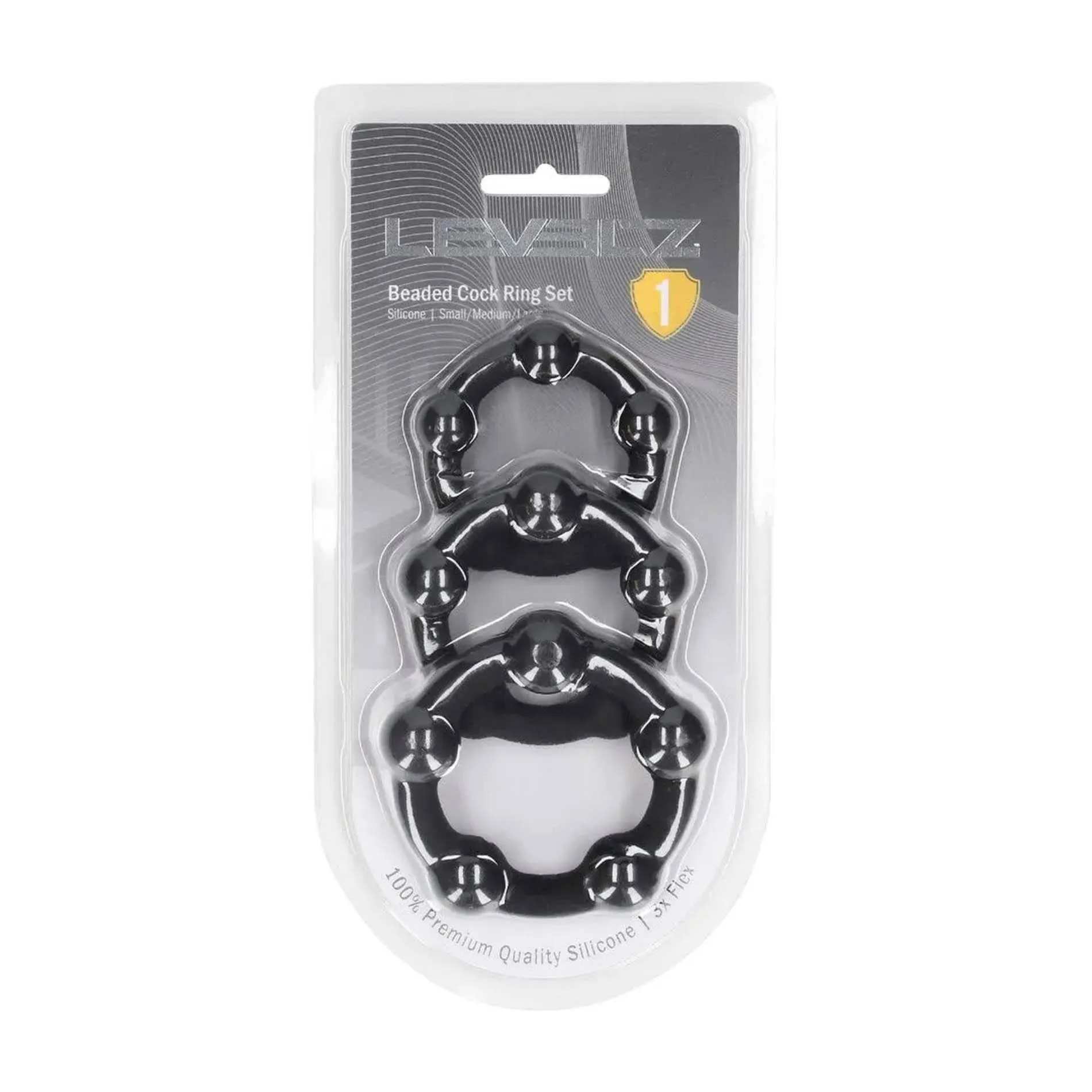 Beaded Silicone Cockring Set of 3 - S/M/L - Black