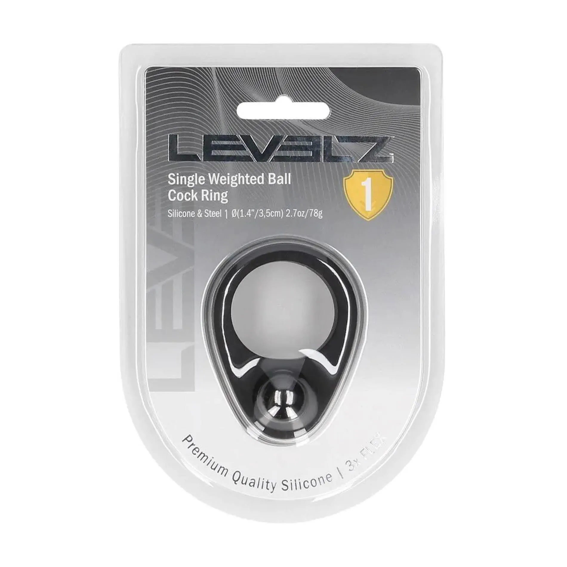 Liquid Silicone Single Weighted Ball Cockring - Black