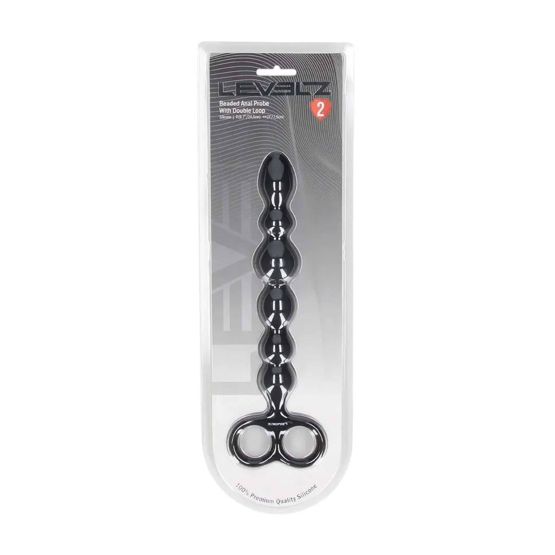 Beaded Silicone Anal Probe with Double Loop - Black