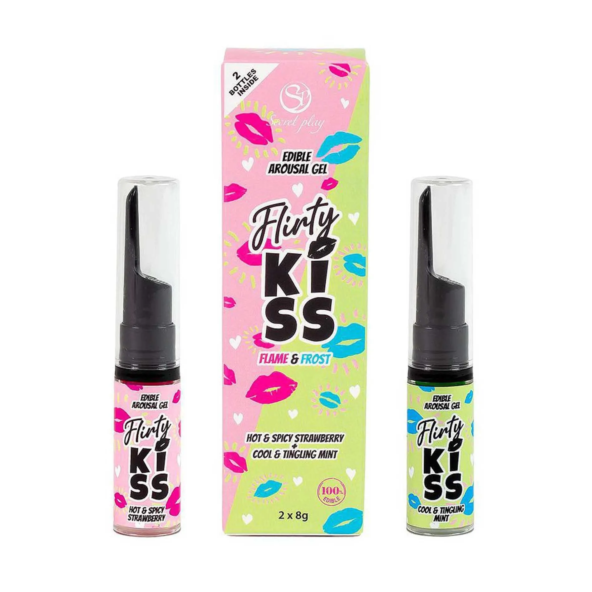 FLIRTY KISS EDIBLE AROUSAL GEL - STRAWBERRY AND MINT