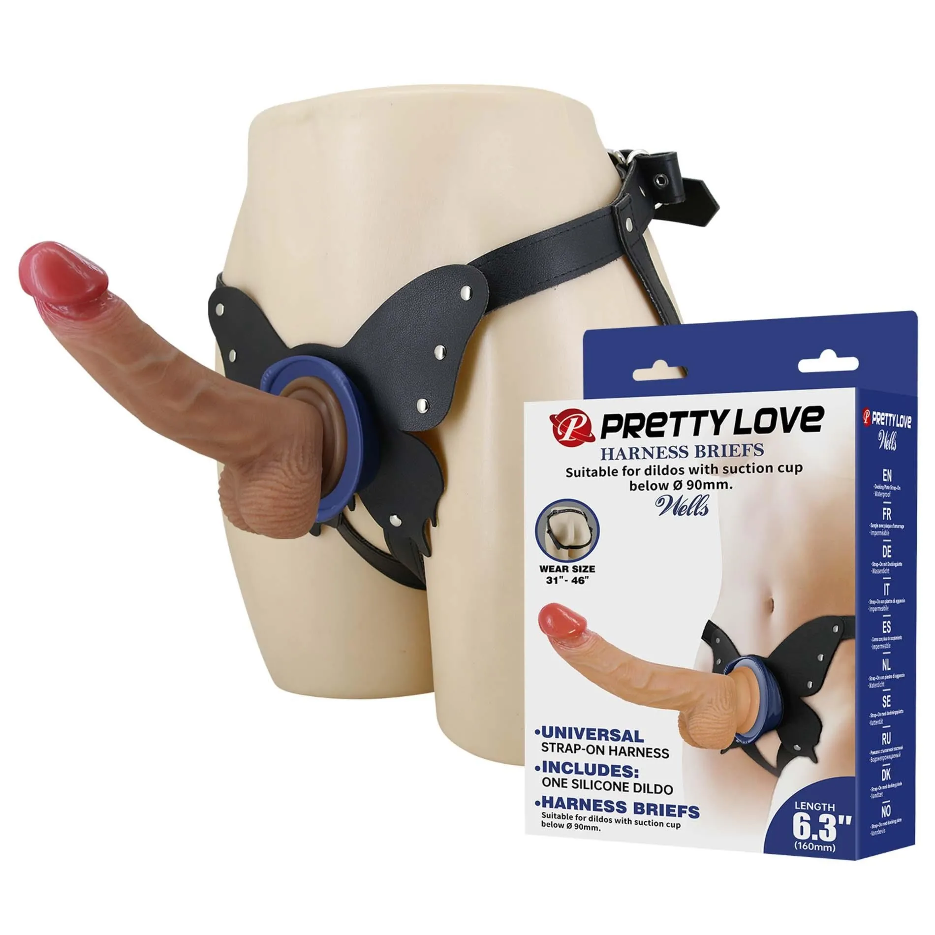 Pretty Love Wells 6.3" Silicone Dildo with Harness Briefs