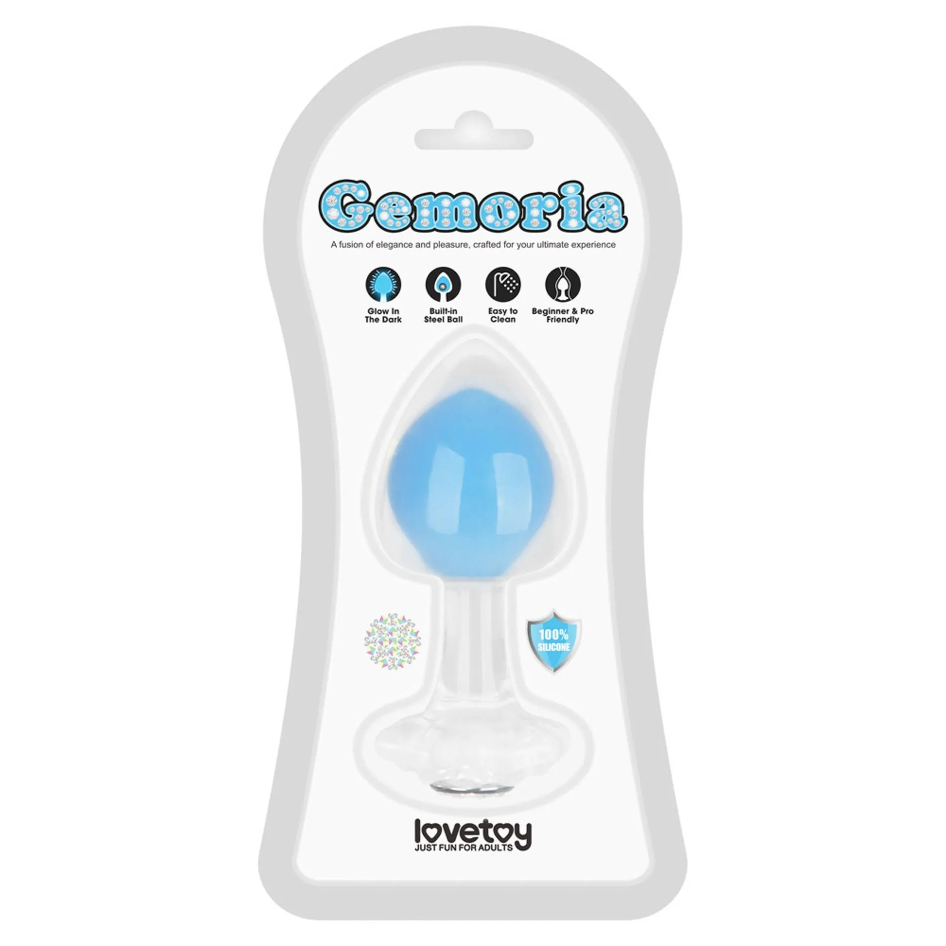 Gemoria Silicone Butt Plug (Glow-In-The-Dark) - blue