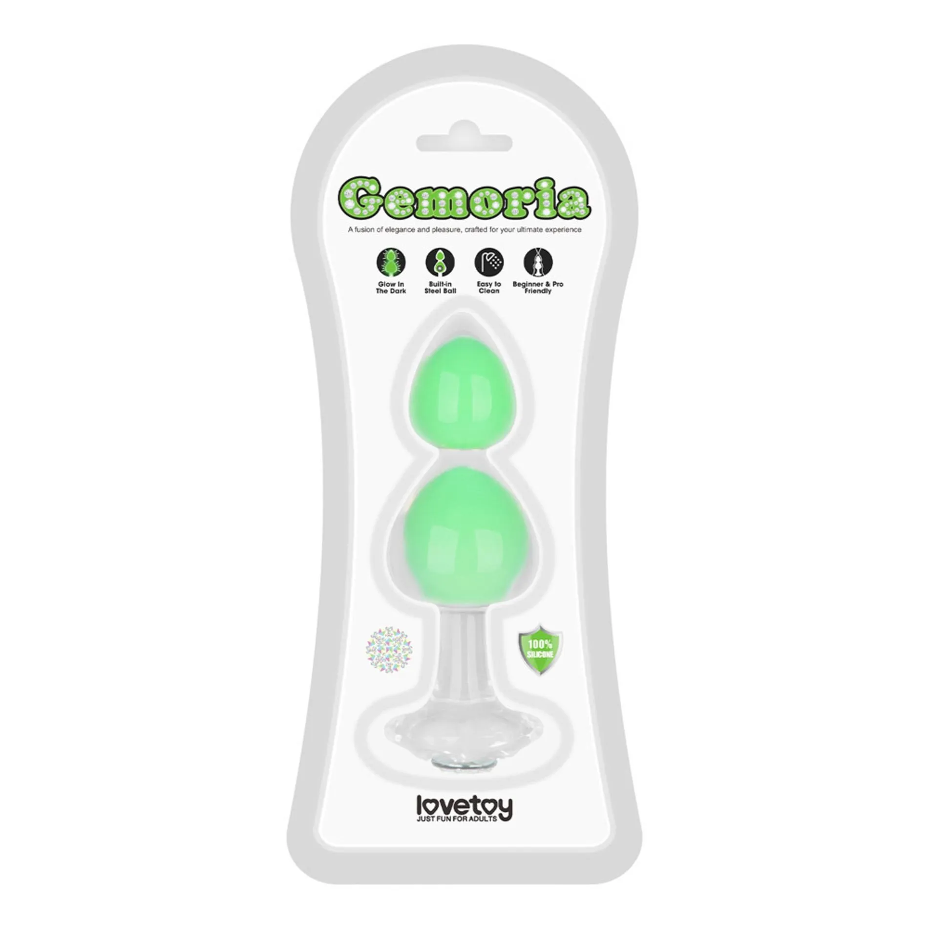Gemoria Silicone Butt Plug (Glow-In-The-Dark) - green