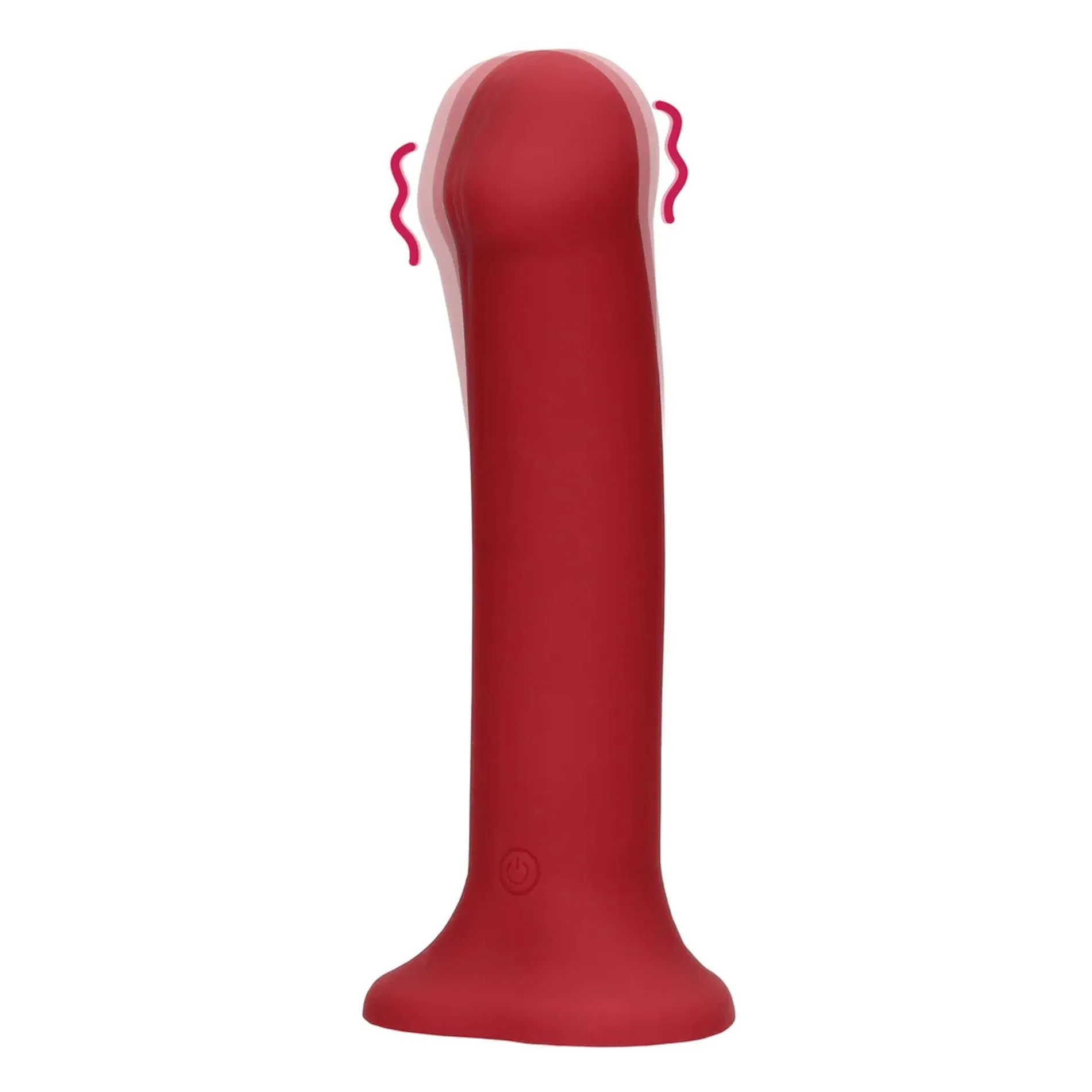 Non-Phallic Vibrating Dildo - Large - Raspberry Red