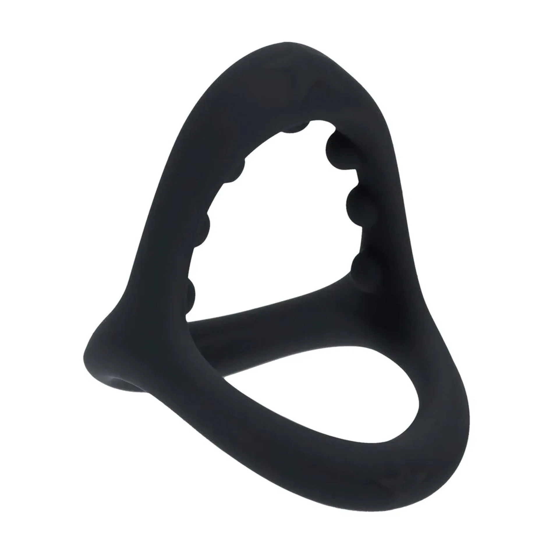 Soft Bead Grip Silicone Cock and Ball Ring - Black