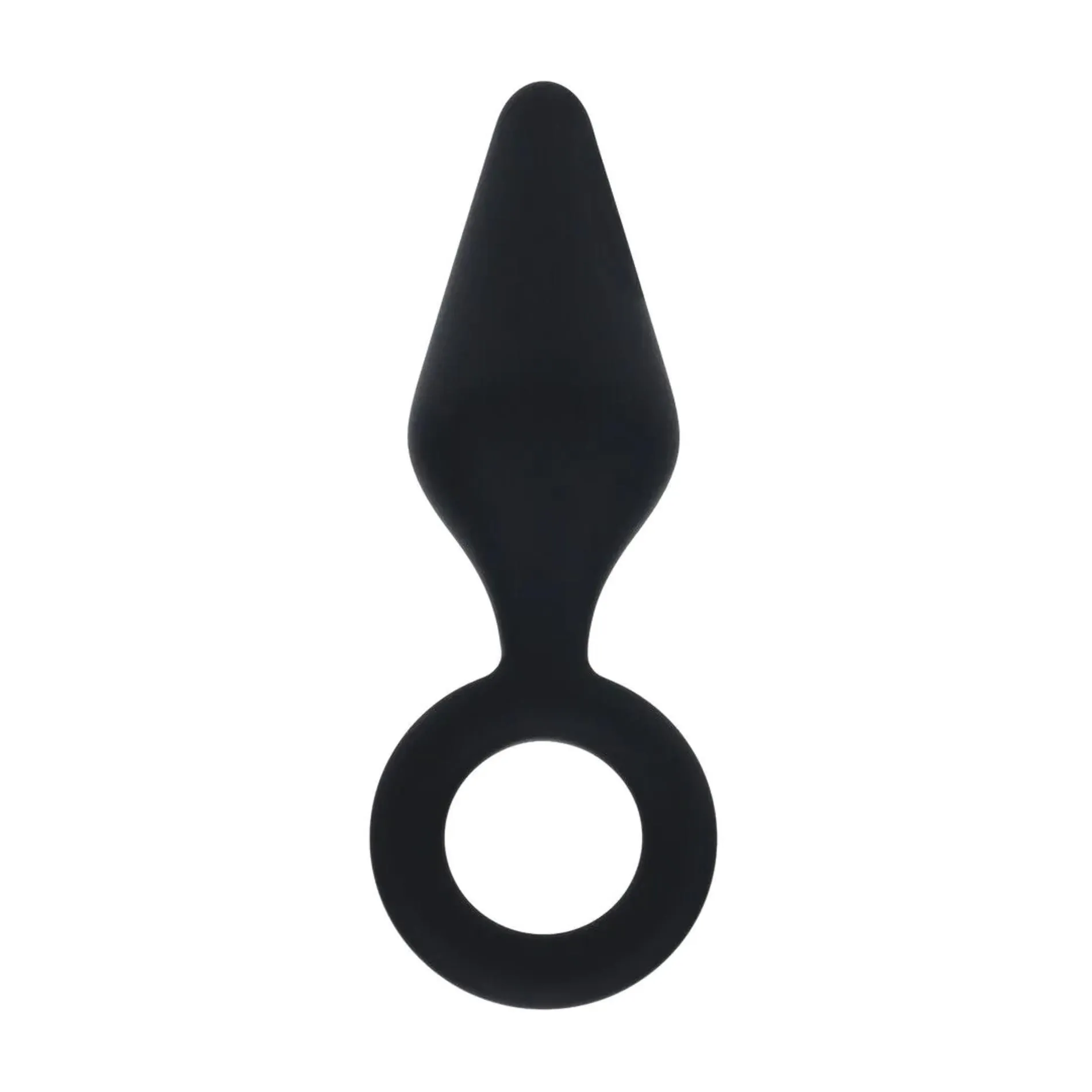 Silicone Anal Plug with Loop - M - Black