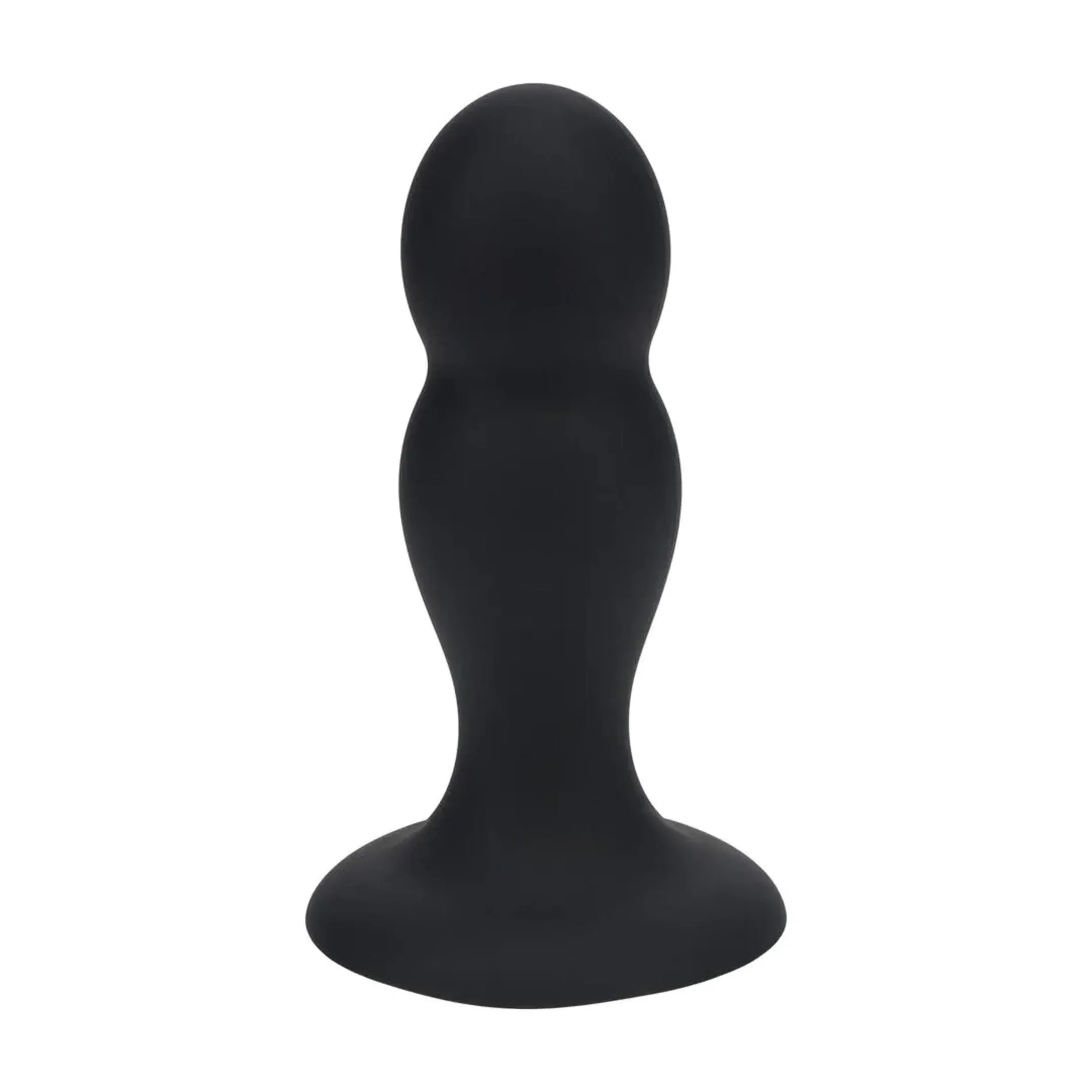 Double Rattle Liquid Silicone Anal Plug - M - Black