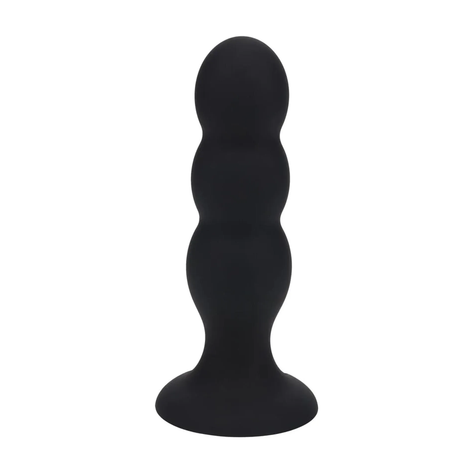 Tri Rattle Liquid Silicone Anal Plug - L - Black