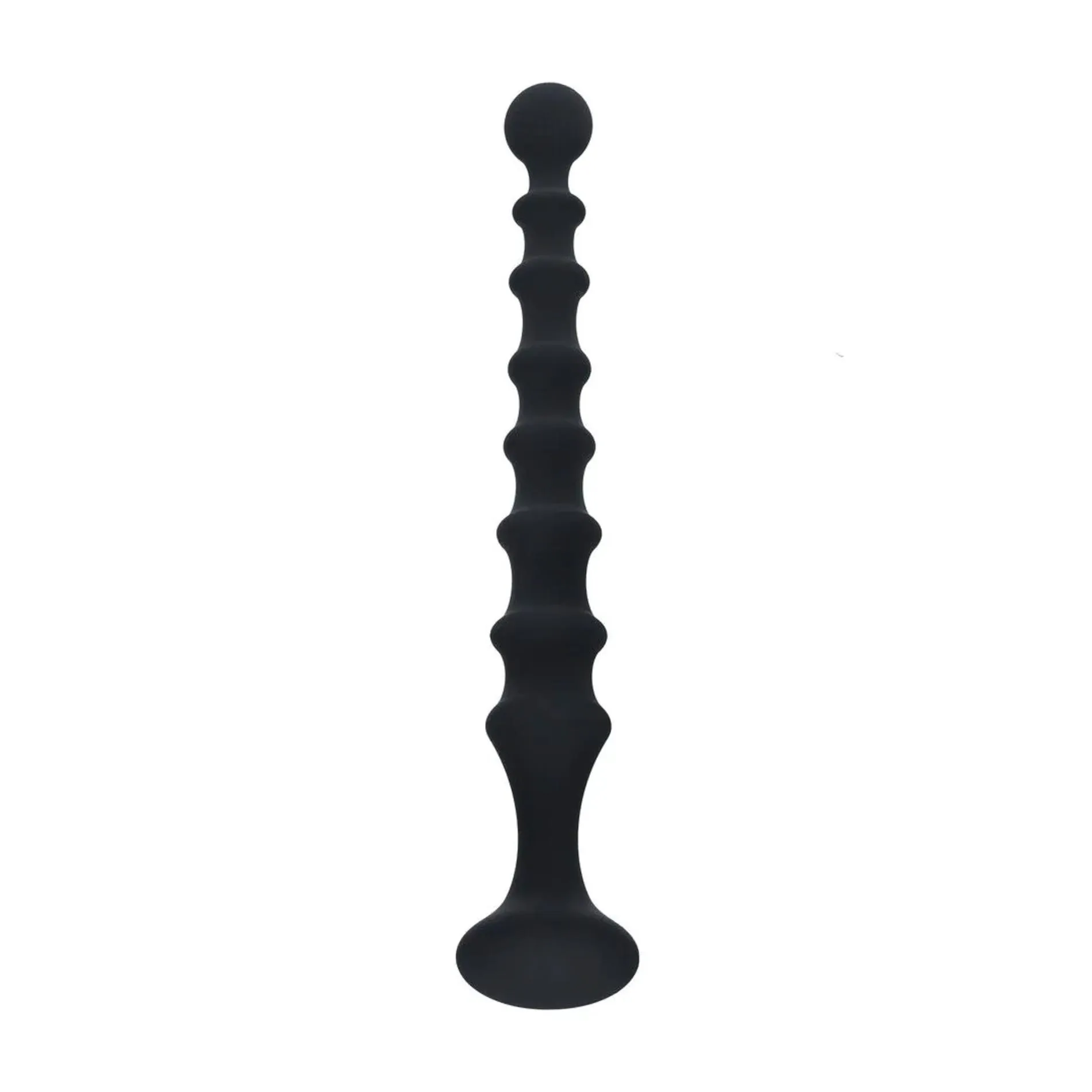 Ribbed Silicone Flared Anal Probe - Black