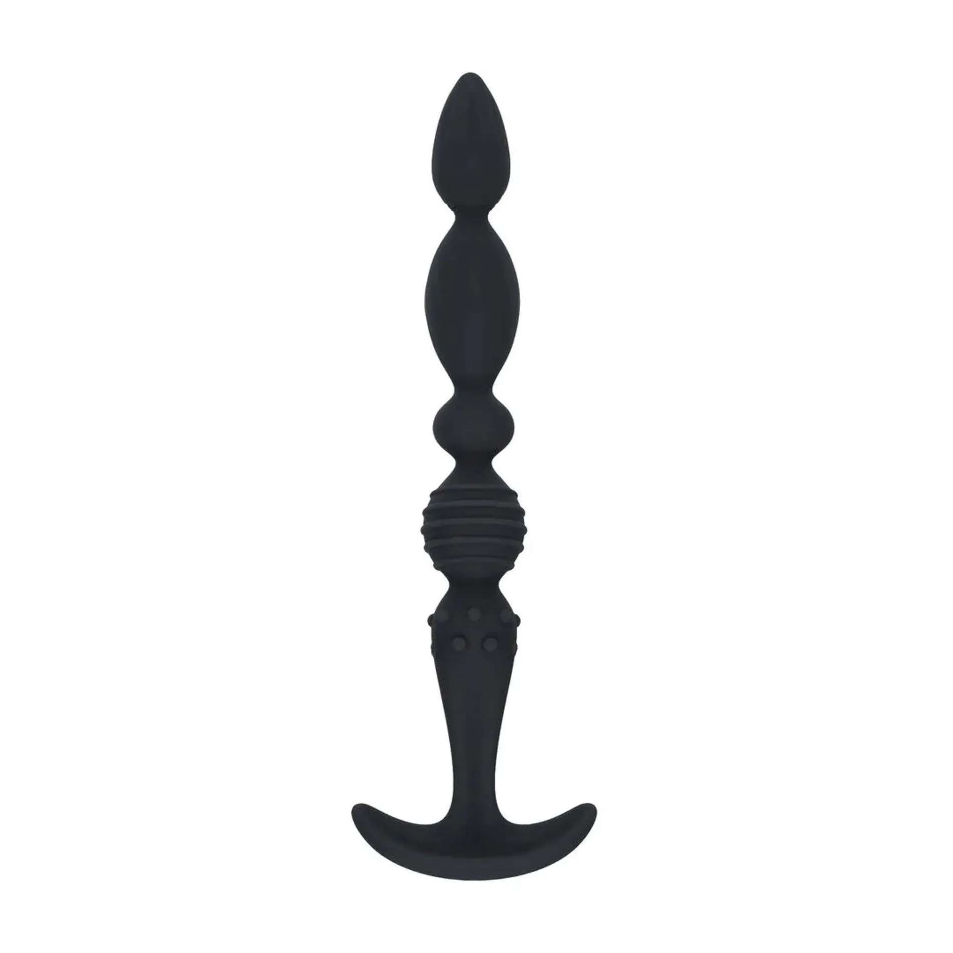 Multi Textured Silicone Flared Anal Probe - Black