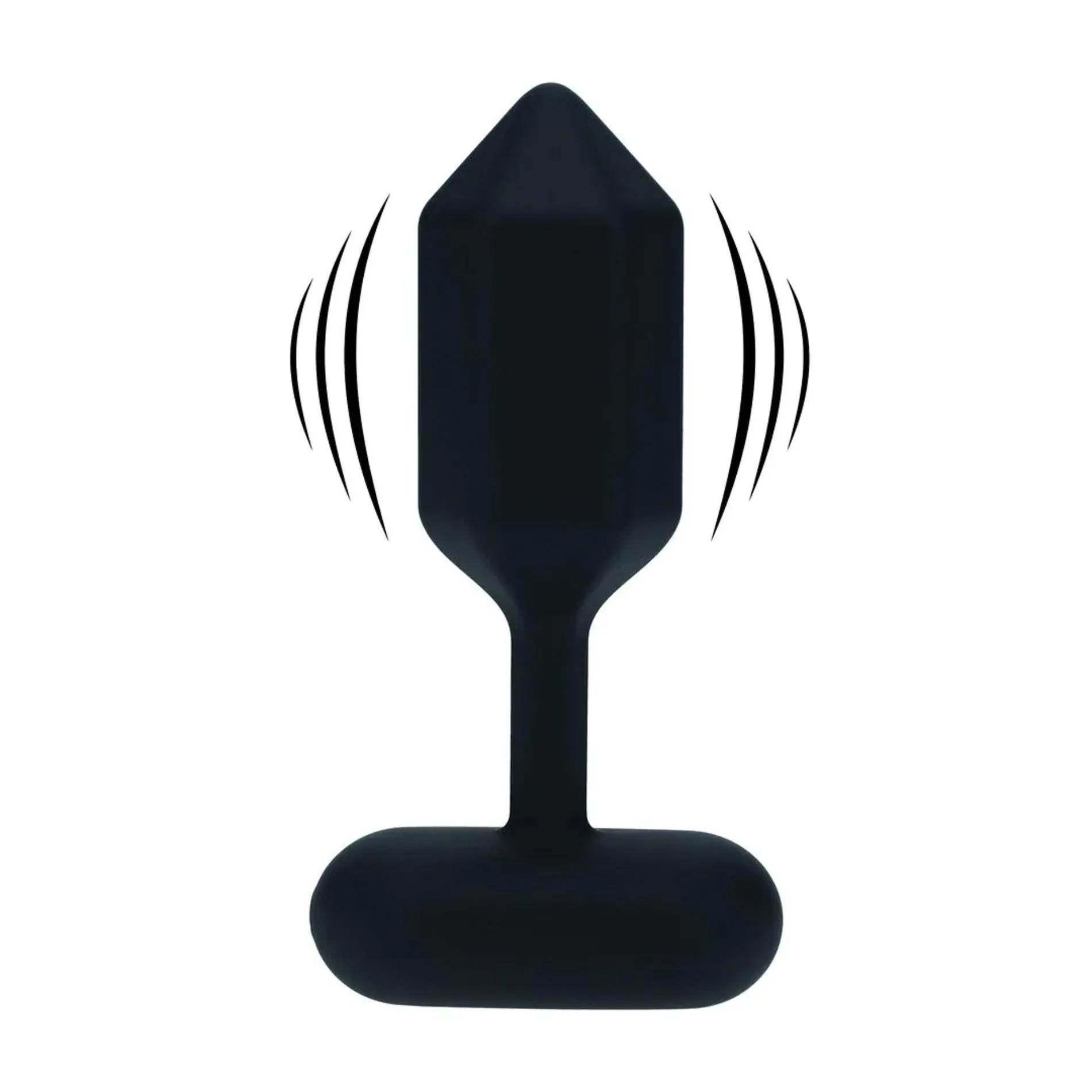 Hexagonal Vibrating Silicone Anal Plug - S - Black