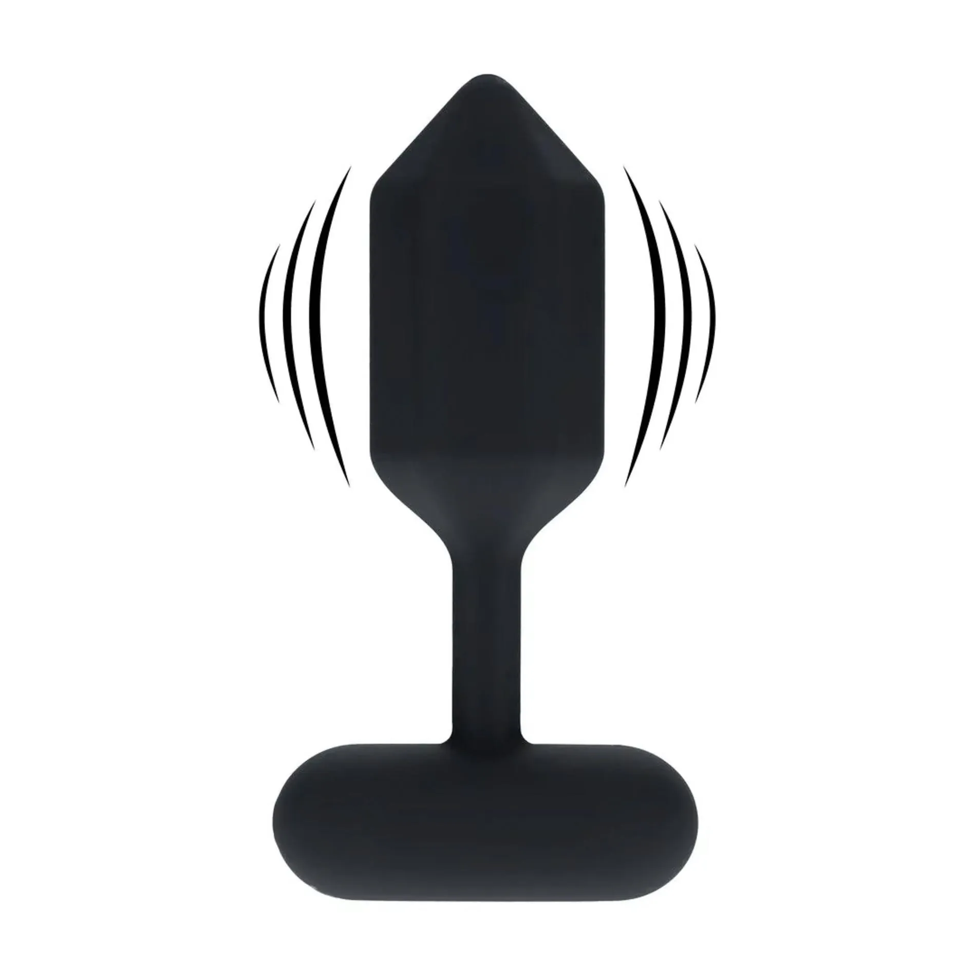 Hexagonal Vibrating Silicone Anal Plug - M - Black