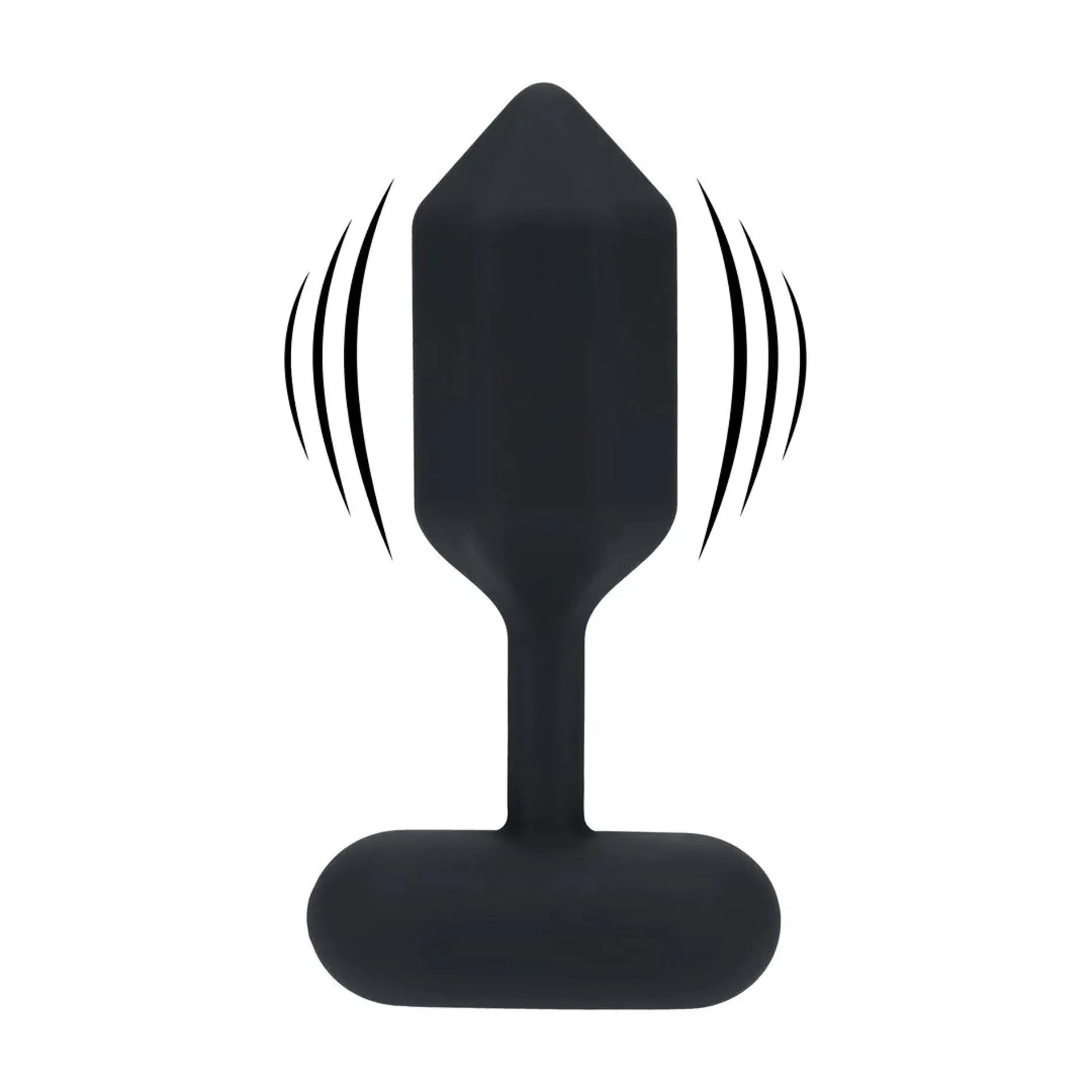 Hexagonal Vibrating Silicone Anal Plug - L - Black