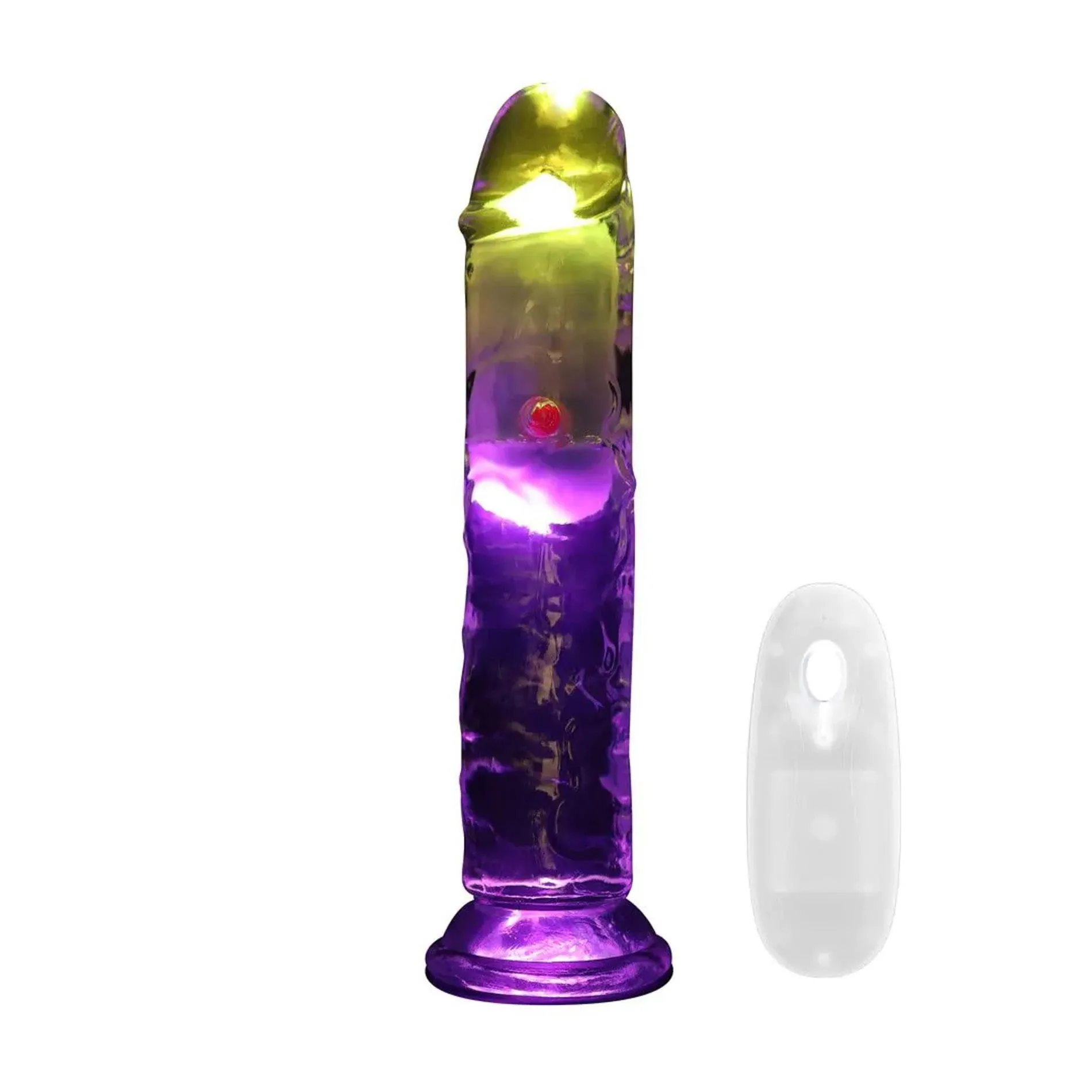 LED Vibrating Straight Cock - 18 cm - Transparent