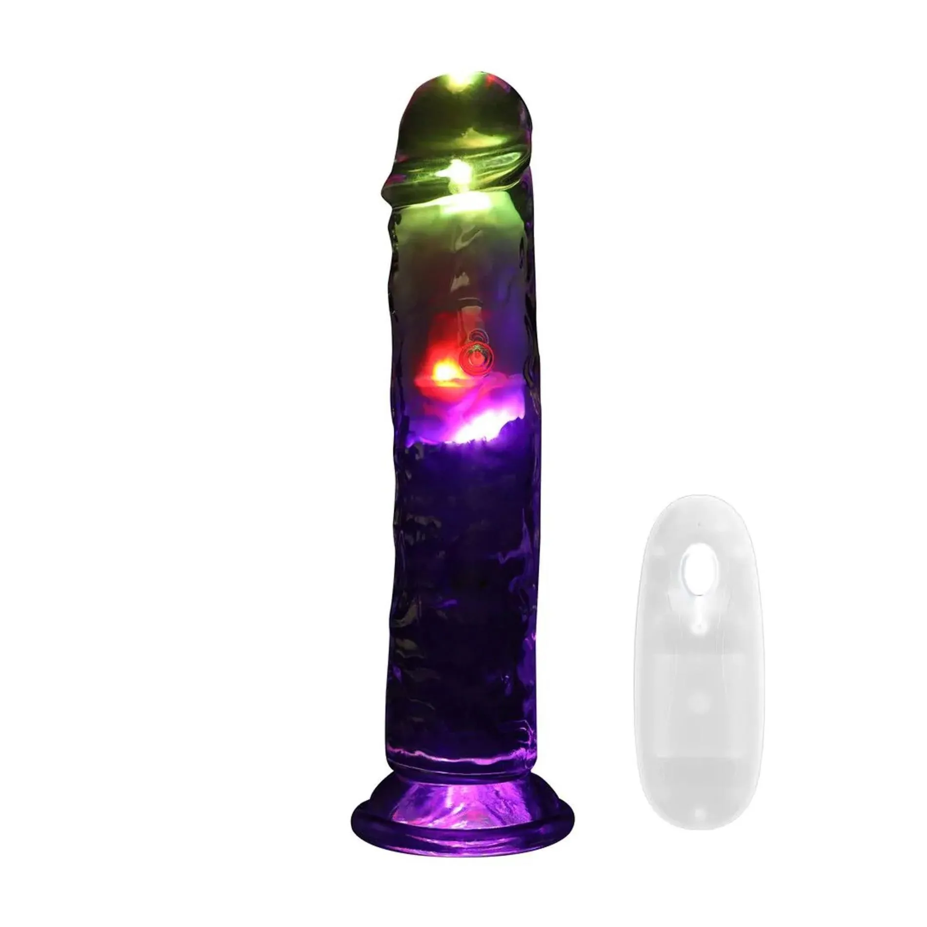 LED Vibrating Straight Cock - 20 cm - Transparent